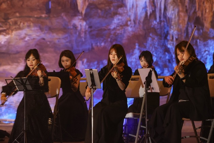 String music concert enhances breathtaking views of karst cave