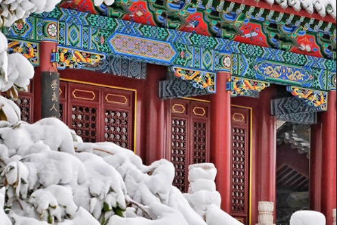 Fresh snow creates a regal scene for two temples in Henan