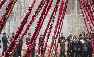 Miao people celebrate festival with millions of firecrackers