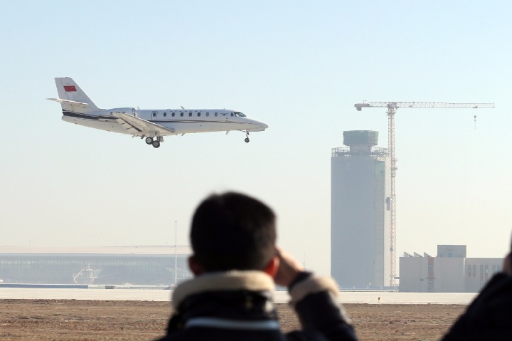 New Beijing airport carries out first flight inspection