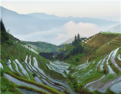 Aerial view of Ping'an village in Longsheng county