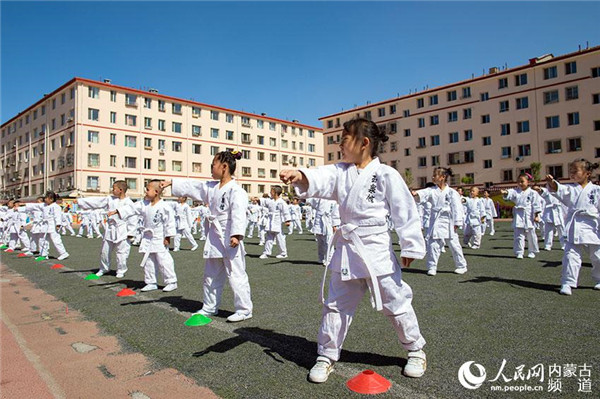 Primary school students perform judo exercises at the May 28 event..jpg