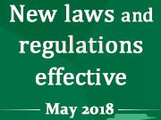 New laws and regulations effective May 2018 