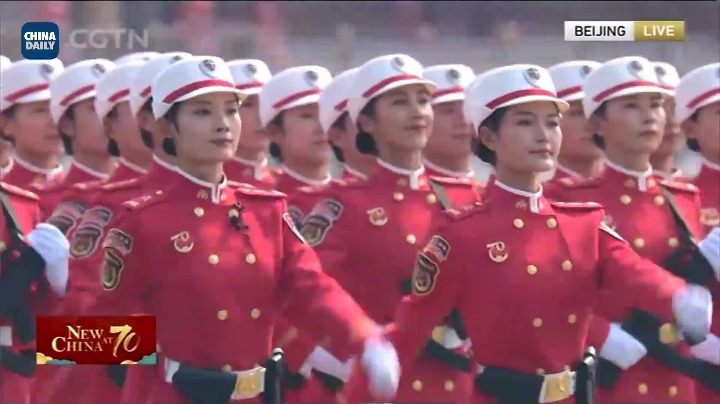 Militia soldiers celebrate PRC's 70th anniversary