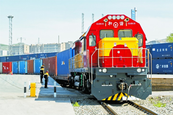Walnut-loaded train heading to Turkey from China's Xinjiang
