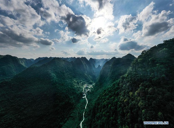 Scenery of Qibainong national geopark in Guangxi