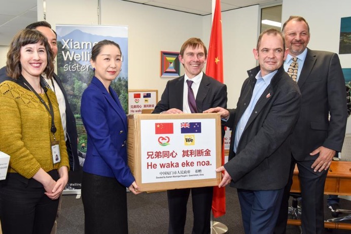 Chinese city Xiamen donates face masks to Wellington to help fight COVID-19
