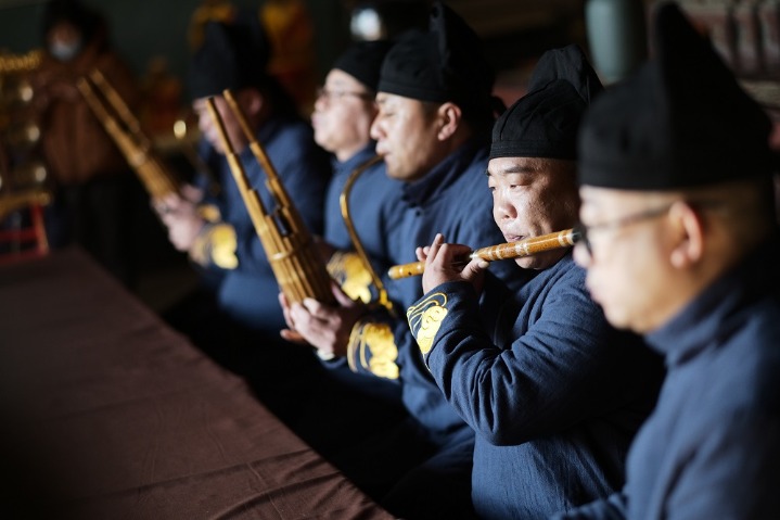 National intangible cultural heritage music at ancient temple in Beijing