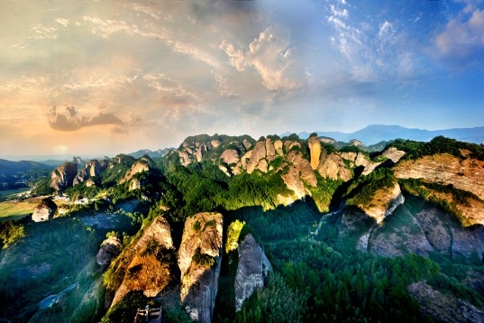 Breathtaking danxia landscapes in Langshan Mountains Scenic Spot