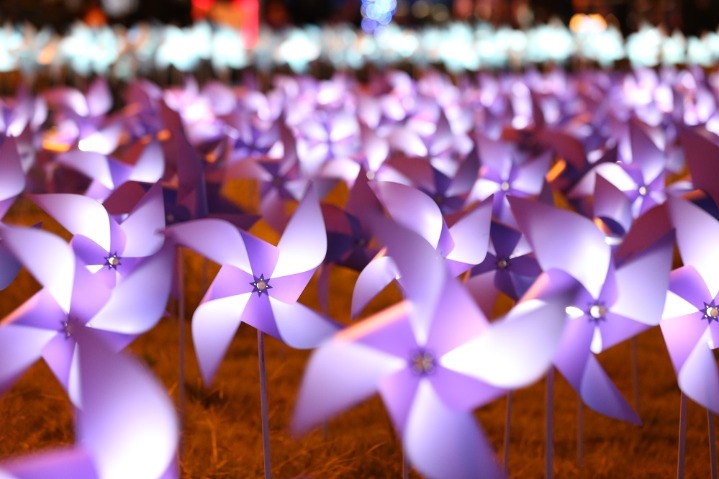 Pinwheels light up Shanghai nights