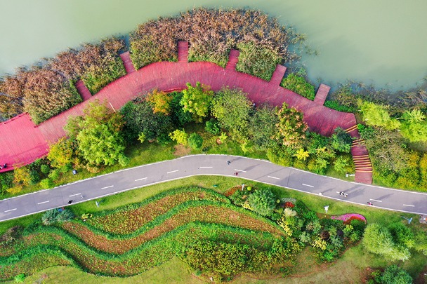 Picturesque scenery in E China city park