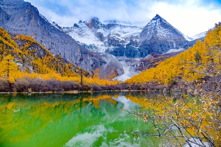 Autumn view of Daocheng Yading Scenic Area in Sichuan