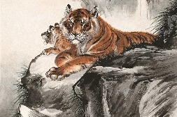 Tigers roaring from ink paintings on exhibit in the lunar new year