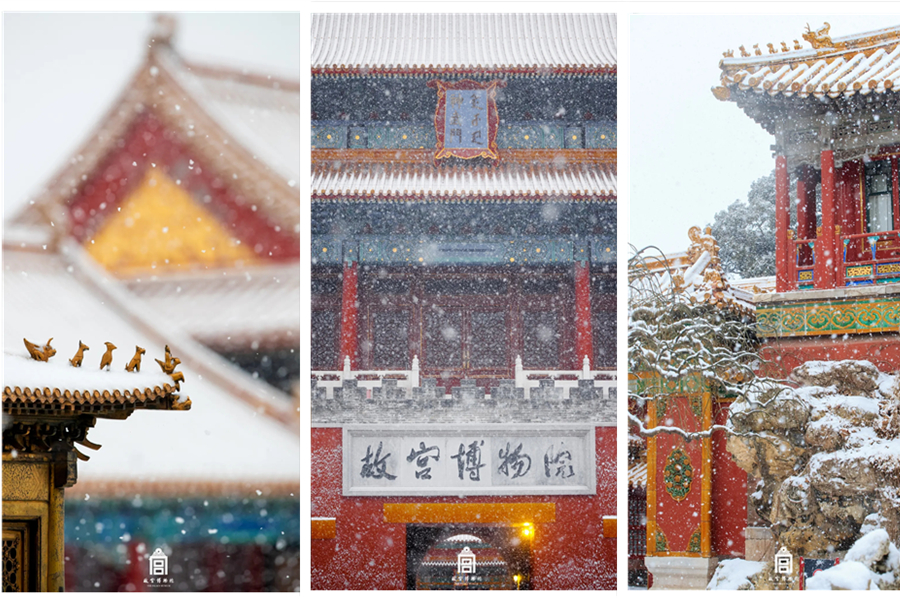 The Palace Museum is showered with snow