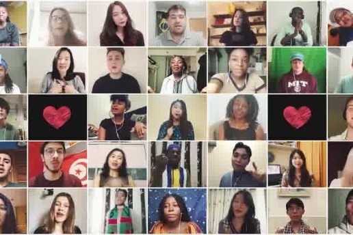 Intl students send well wishes to China via song performance