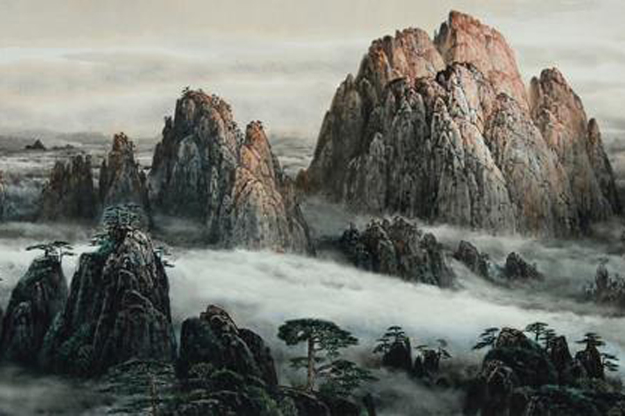 Landscape paintings of mountains and rivers on exhibit in Beijing