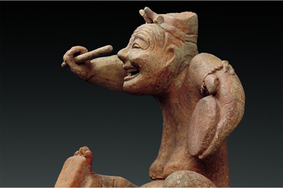 Tomb figurine of Eastern Han comedian now in museum collection