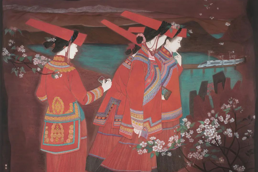 Nantong exhibit features gongbi-style paintings