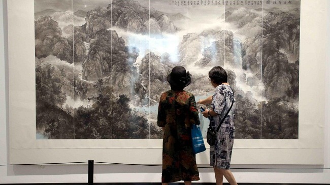 Landscape paintings on display at SND Chinese Painting Institute