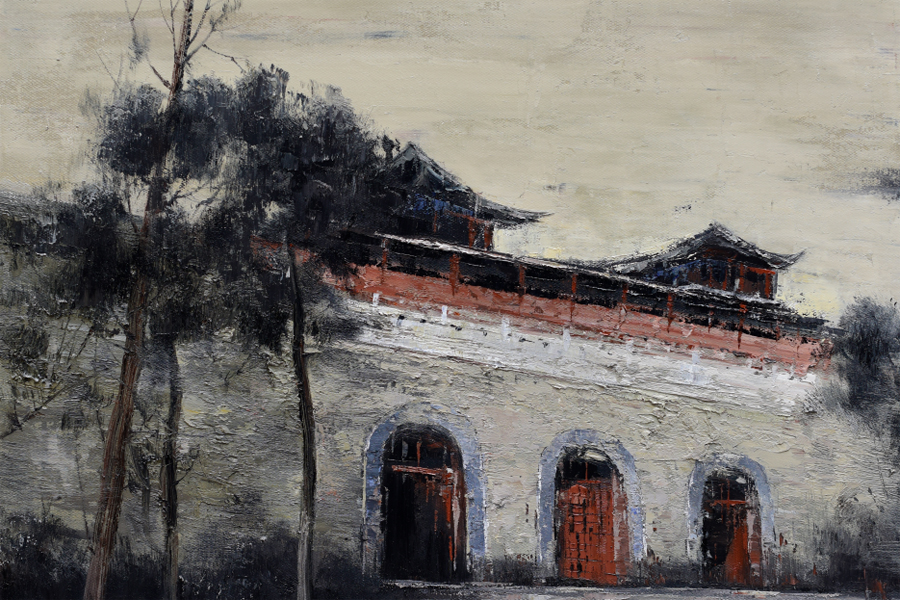 Art professor holds oil painting exhibit in Jiangsu