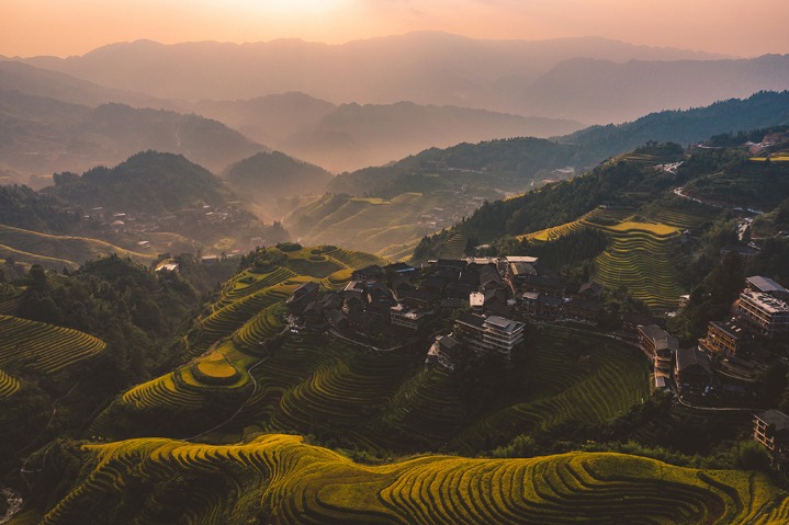 An aerial view of Golden Hours of China (Shenzhen and Guilin)