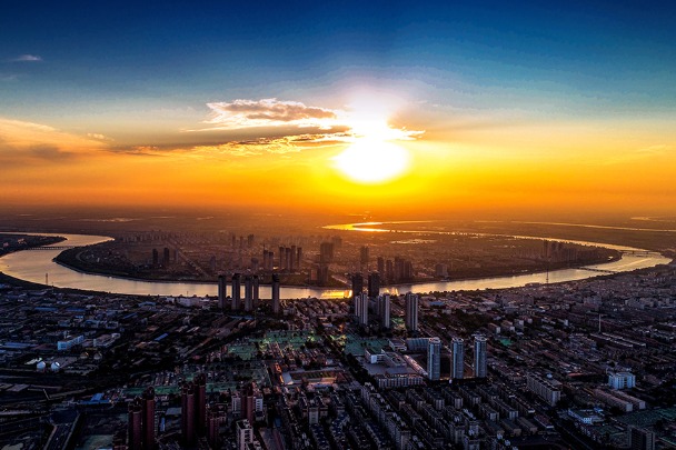 Sunrise over Chadian Street in Tianjin