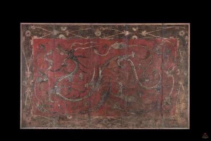 Han Dynasty tomb mural depicting four mythological creatures