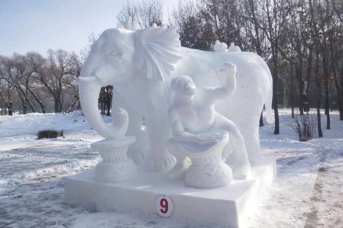 Snow sculptures capture first prize in university competition