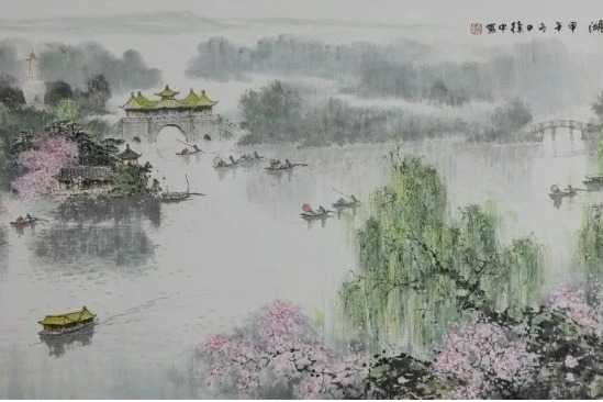Donated traditional Chinese paintings by local artist exhibited in Jiangsu