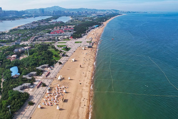 Aerial view of Wanpingkou coastal paradise in Shandong province