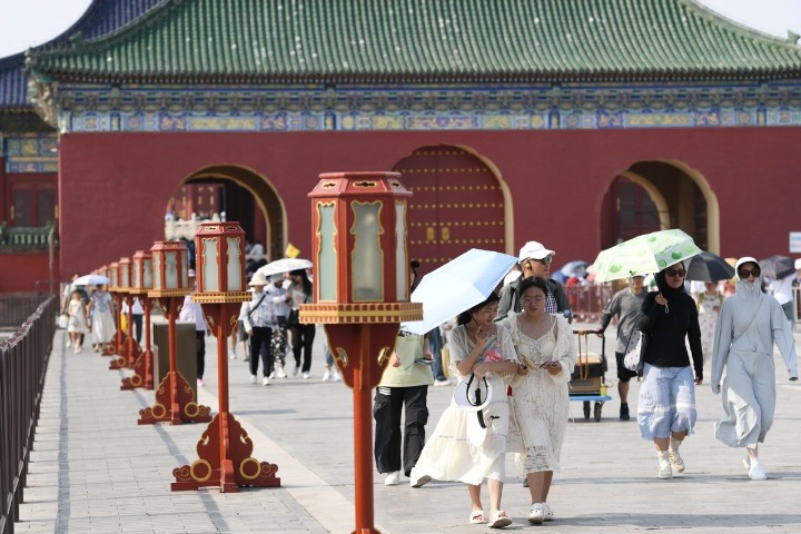 Beijing parks see rise in visitors during scorching holiday
