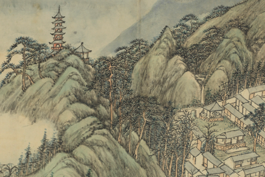 Qing Dynasty landscape painting on display in Wuxi