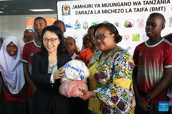China donates sports equipment to Tanzania to motivate young talents