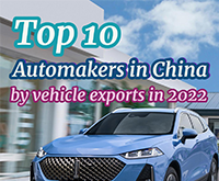 Top 10 automakers in China by vehicle exports in 2022
