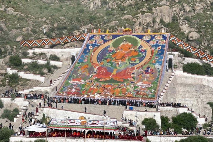 Giant thangka on display at Tibetan monastery