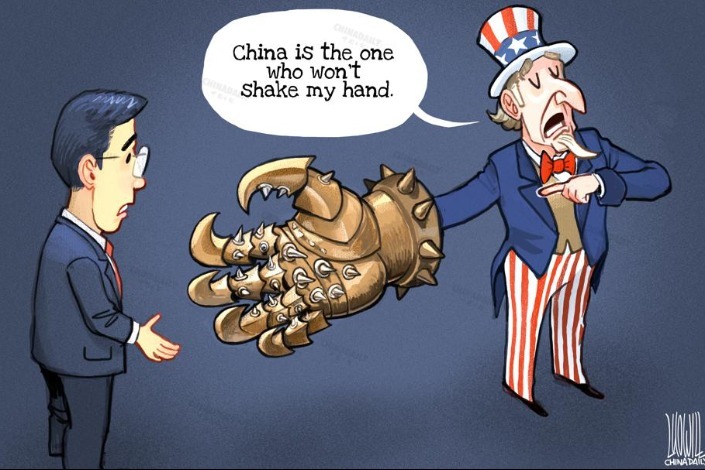 China is the one who won't shake my hand