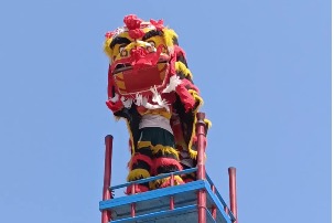 Soaring through the air with lion dance