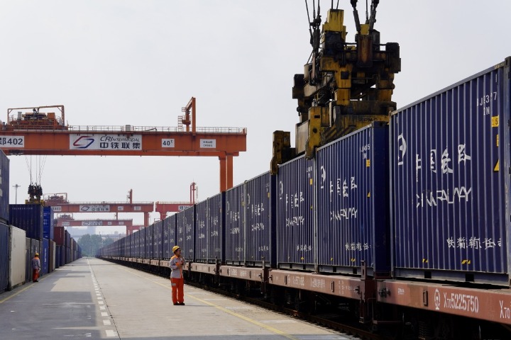 Cross-border freight trains link inland China with the world