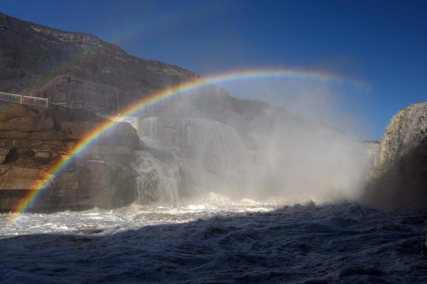 China's second largest waterfall casts rainbows for sightseers
