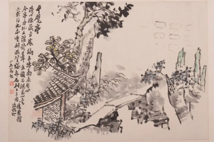Huzhou in Tan Jiancheng’s paintings: Qianpi Pavilion