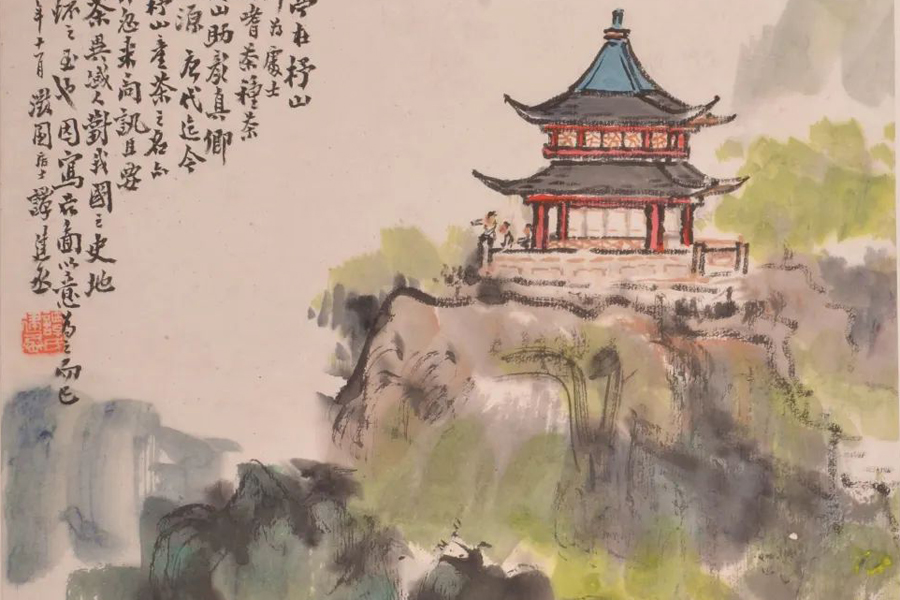 Huzhou in Tan Jiancheng’s paintings: Sangui Pavilion