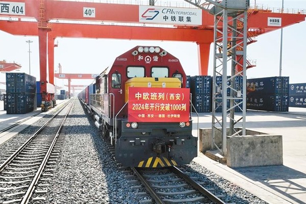 China-Europe freight train (Xi'an) makes 1,000th trip in 2024