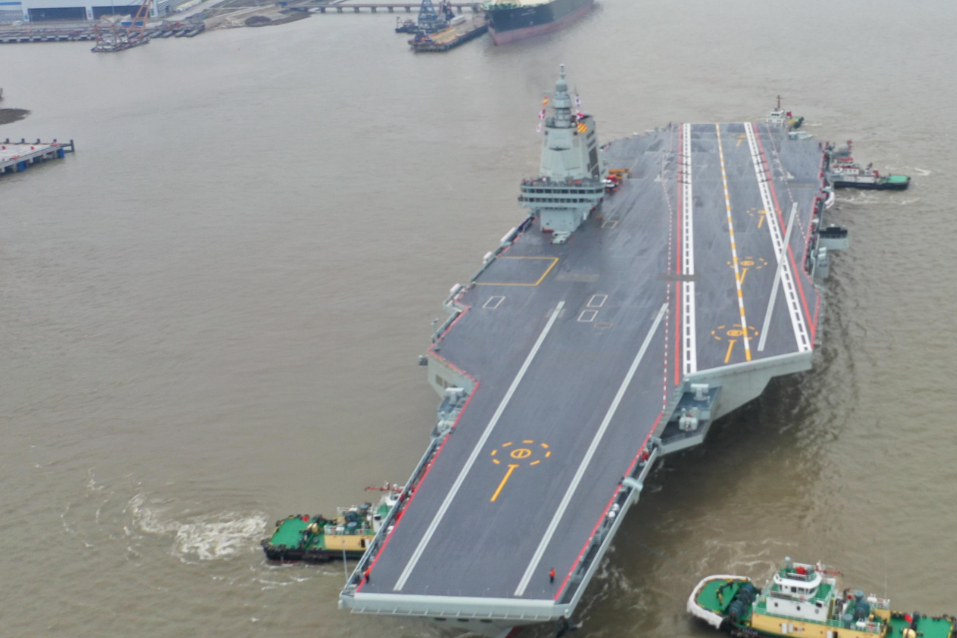 China's third aircraft carrier begins its maiden sea trial