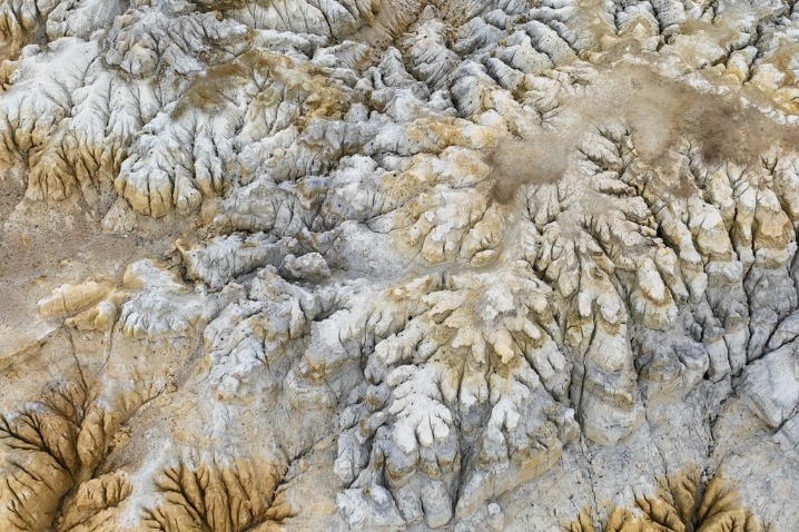 Aerial view of the Zhada Clay Forest in Xizang