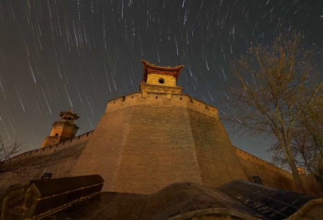 Starry night magic: Kuixing Tower illuminates Pingyao's skyline