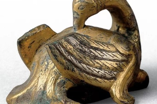 Four gilded silver phoenix-shaped weights from 2,000 years ago