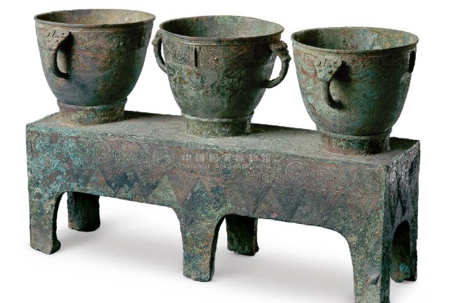 Ancient triple bronze steamer