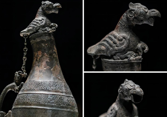 Gourd-shaped bronze wine vessel from Shanxi Museum