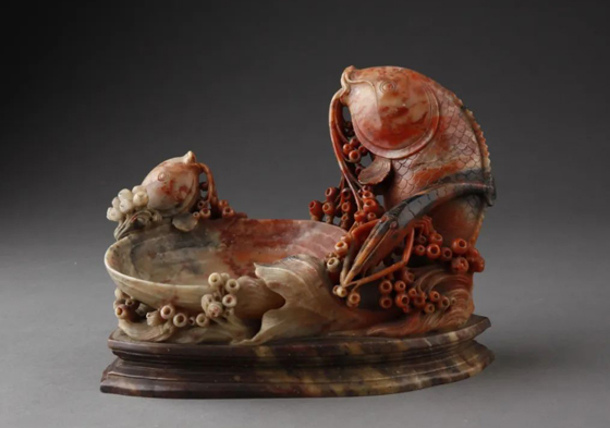 Carp-shaped brush washer from the Qing Dynasty