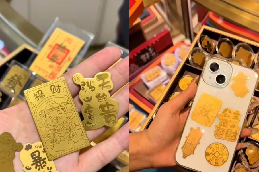 Youngsters take a shine to gold phone stickers